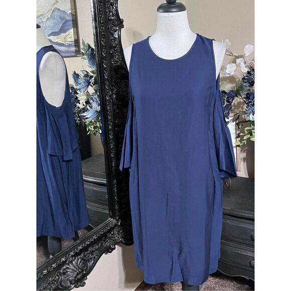 Mud Pie NWT Cora Cold Shoulder Short Sleeve A-Line Mini Dress Size Large - Picture 1 of 4